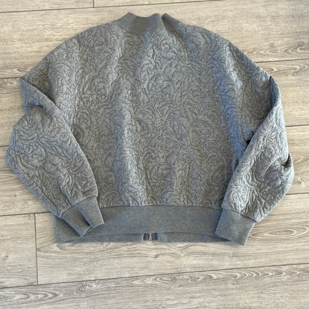 EC Grey Quilted GAP Zip Up Sweatshirt - Size L - Picture 3 of 4